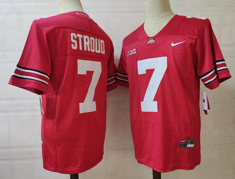 Men Ohio State Buckeyes #7 Stroud Red Nike 2025 NCAA Jersey